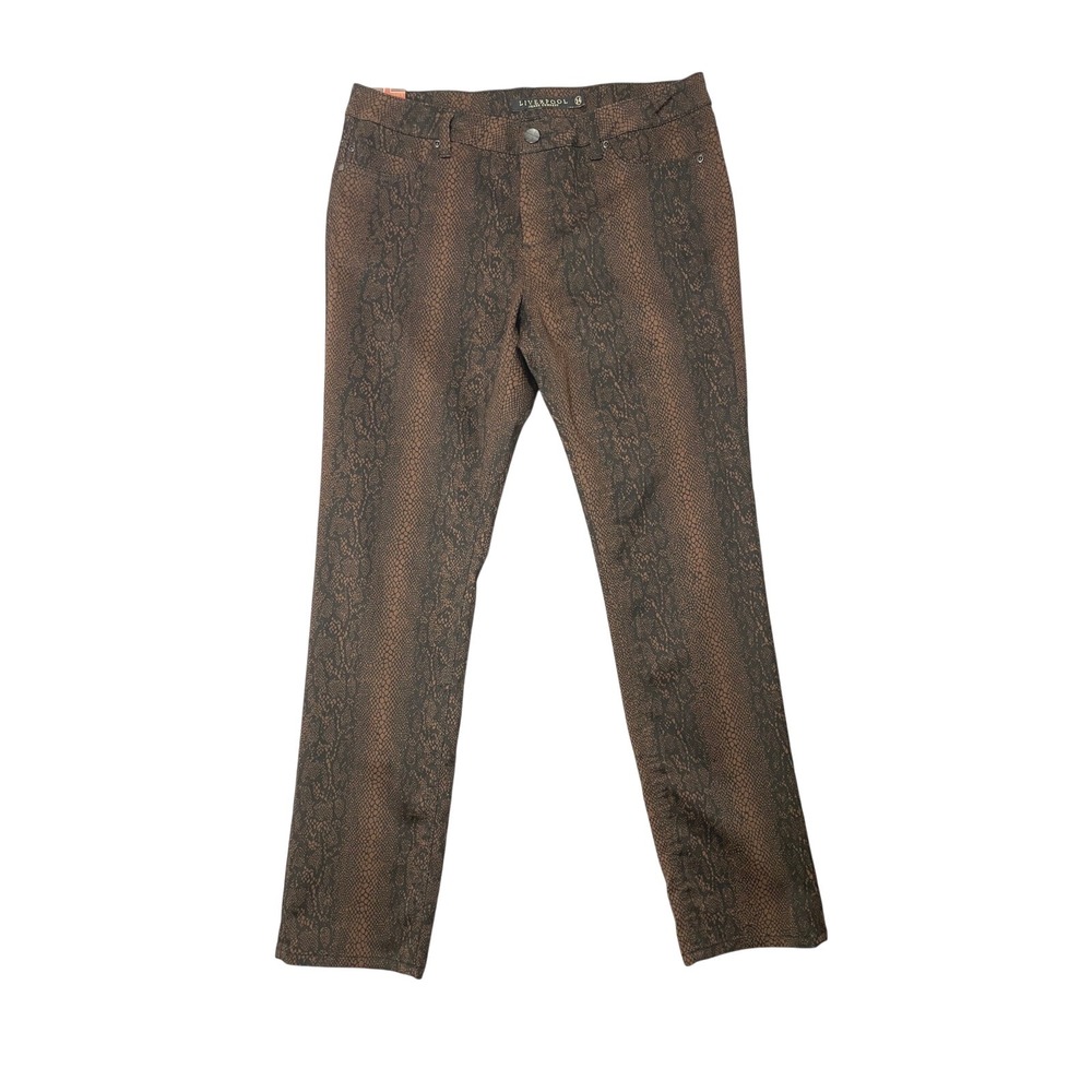 Liverpool Sadie's Brown Snakeskin Straight Leg Jeans Size 14 Mid Rise Y2K Denim